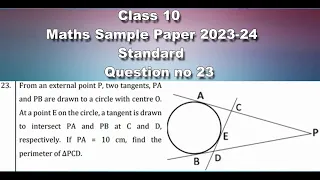 From an external point P, two tangents, PA and PB are drawn to a circle with centre O. | QUESTION 23