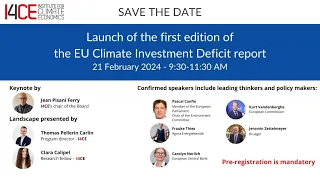 LAUNCH OF THE FIRST EDITION OF THE EU CLIMATE INVESTMENT DEFICIT REPORT