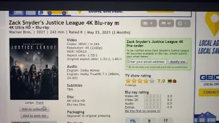 Zack Snyder’s Justice League 4K Blu Ray Confirmed BluRay.com May 25th 2021 Release!!!