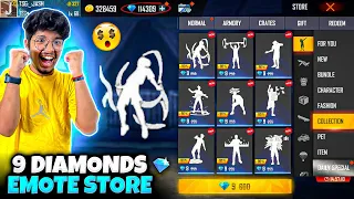 Free Fire All Emotes In 9 Diamonds💎😍 New Emote Store😍POOR TO RICH  -Garena Free Fire