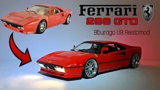 Ferrari 288 GTO 1:18 Bburago Restomod with LED light and 20" wheels