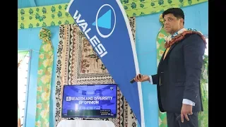 Fijian Attorney General launches the WALESI DIGITAL platform at Drauniivi Village.