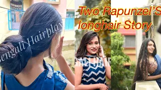 Two longhair Friends meet|| Hair Styleing By two Rapunzel || Longhair Girls