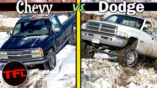 First Dirt! Can Our Clapped-Out $2500 Chevy Project Truck Beat a Modified Ram Cummins Off-Road?