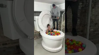 BOYFRIEND PRANKED Me in Worlds Largest Toilet Play Ball Pit #shorts