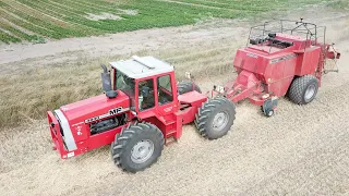 Massey Ferguson 4840 Baling BigBales w/ MF190 Big Baler | Pure American Muscle Working | DK Agri