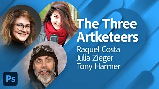 The Three Artketeers illustrate together - Julia Zieger, Raquel Costa and Tony Harmer | Adobe Live