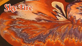 Sky Fire 🔥 Mesmerizing Acrylic Wandering Straight Pour with Bold Amazing Color!