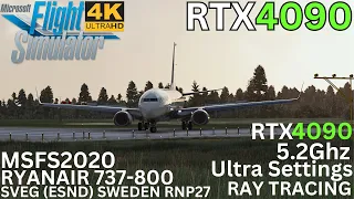 [MSFS RTX 4090] Spectacular Views Ryanair Arrival Landing Sveg (ESND) Sweden 738 [Ultra Settings] 4K