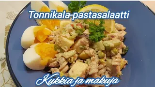 Tonnikala-pastasalaatti. Tämä on todella ruokaisa salaatti!