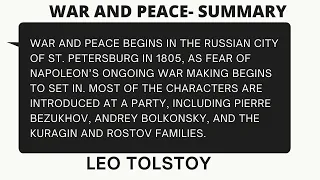 War and Peace by Leo Tolstoy - summary