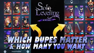 [Solo Leveling: Arise] - WHICH DUPES MATTER MOST & HOW MANY! Unit & Weapons reviewed