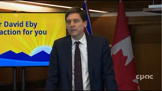 B.C. Premier David Eby speaks with reporters in Ottawa – January 29, 2024