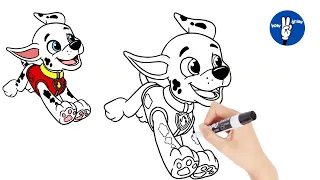 How to Draw: PAW Patrol's Marshall in Simple, Easy steps!