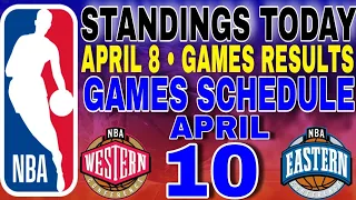 nba standings today April 8, 2024 | games results | games schedule April 10, 2024