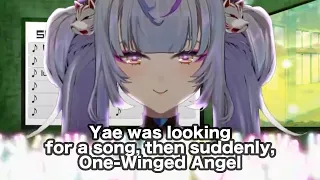 Yae was looking for a song, then suddenly, One-Winged Angel