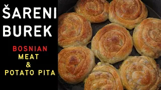 Bosnian Šareni Burek with Homemade Phyllo (Jufka) 🇧🇦| BOSNIAN MEAT & POTATO PIE