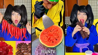 Ice cream challenge! Chocolate food vs red food mukbang