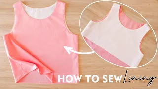 How To Sew Lining On A Sleeveless Top Dress Step By Step For Beginners |  Lining Sewing Technique