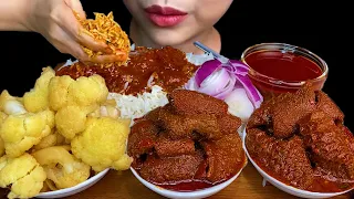 MUKBANG EATING||SPICY MUTTON STOMACH, FRIED CAULIFLOWER & WHITE RICE