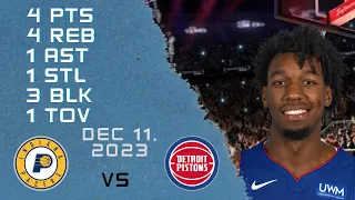 James Wiseman player Highlights PISTONS vs PACERS NBA Regular season game 11-12-2023