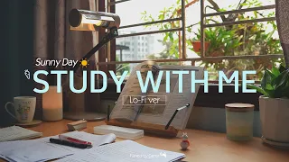 2-HOUR STUDY WITH ME | Relaxing Lo-Fi, Background noise | Pomodoro 50/10 | Sunny Day☀️