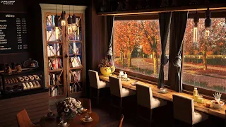 Coffee Shop Bookstore Ambience with Relaxing Rain Sounds & Jazz Music for Study, Relax and Sleep
