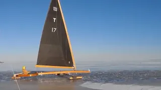 Ice boats on Lake Erie - "Hard water sailing"