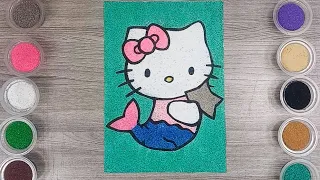 Sand Painting Coloring Hello Kitty Mermaid | Menggambar/ mewarnai Hello Kitty #mewarnaipasir