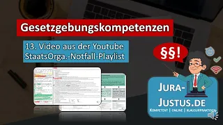 GESETZGEBUNGSKOMPETENZEN (Föderalismusklausurklassiker):  13. Video Staatsorga.-Notfall-Playlist