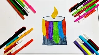 How to draw a candle| How to draw a candle step by step| How to draw a candle easy|