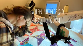 Machine & Design Troubles || Free Motion & Ruler Work || Kite In A Square Quilt || VLOG 122