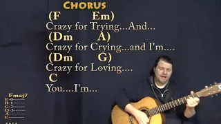 Crazy (Patsy Cline) Strum Guitar Cover Lesson in C with Chords/Lyrics - SLOW