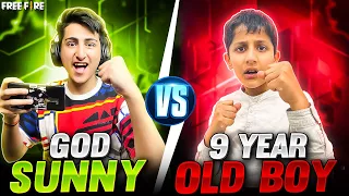 My 9 Year Old Brother Vs God Sunny😍- Garena Free Fire
