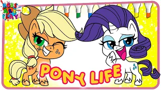 MLP My Little Pony - Pony Life Rarity And Applejack Coloring Pages how to color pony life