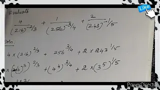 Evaluate: 4/(216)-⅔+1/(256)-¾+2/(243)-⅕