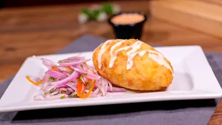 Como preparar yuca rellena con carne de res receta fácil y rápido| A LA COCINA.