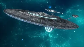 Star Trek 32nd Century U.S.S.Enterprise flyby and warp sequence