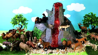 Volcano Diorama for Safari Animals and Dinosaur Figurines