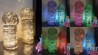 Jute Craft Idea with Balloon | Jute Table Lamp Making | Home decorating idea