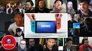 Live Reaction: FORTNITE for Nintendo Switch | E3 2018 | Youtubers Synched Compilation
