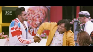 Dhruva Sarja Slaps Sadhu Kokila For Cheating Him | Rachita Ram | Bharjari Kannada Movie Comedy Scene