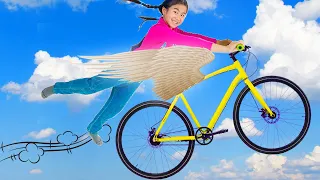 Jannie and Ellie Plays with a Flying Bike