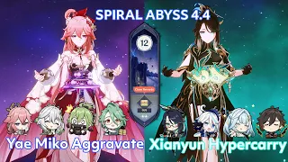 C2 Yae Miko Aggravate & C6 Xianyun Hypercarry | Spiral Abyss 4.4 | Genshin Impact