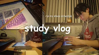 uni study vlog | pulling an all nighter, productive late night studying