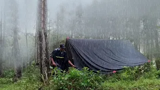 ☔ SOLO CAMPING HEAVY RAIN - RELAXING CAMPING SOUND RAIN IN TENT ASMR