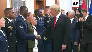 Trump Greets Military at Pentagon