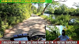 (E2) Lifan  KPX 250 revisions: brake hose and extra seal. Ride with Tim, a subscriber on back roads