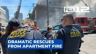 Firefighters make dramatic rescues from apartment fire in downtown Portland