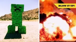 Exploding a MINECRAFT Creeper in SLOW MOTION!